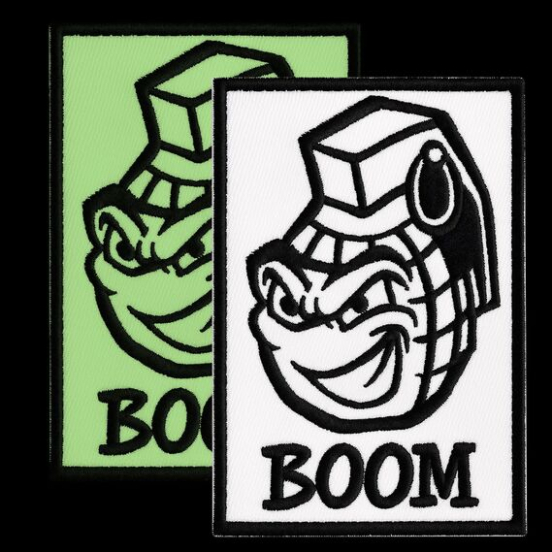 Детальніше про Набір шевронів 2 шт з липучкою BOOM, що світяться у темряві 5,4х8 см вишитий патч шеврон нашивка Набір шевронів 2 шт з липучкою BOOM, що світяться у темряві 5,4х8 см вишитий патч шеврон нашивка