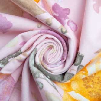 Flannel fabric, cotton, 240 cm, Pink flowers